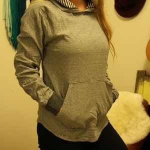 Grey and White Striped Lucky Hoody